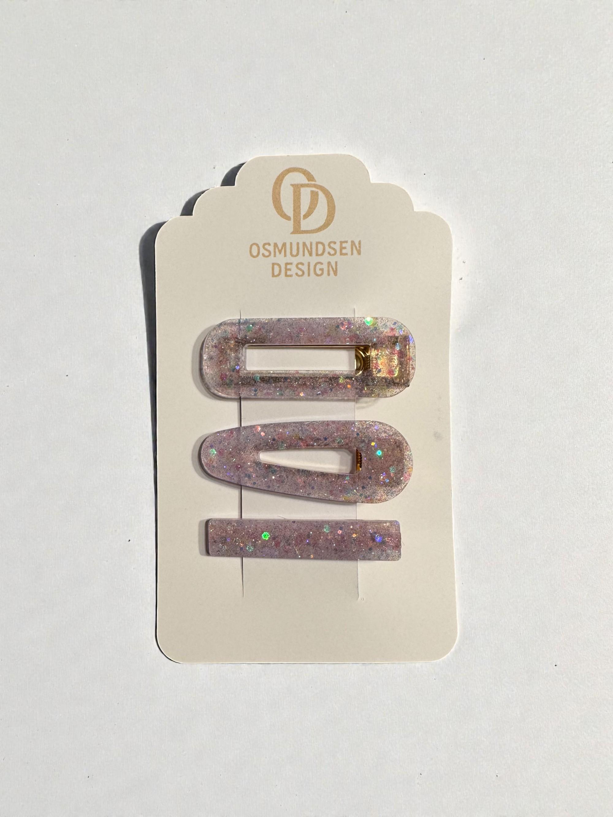 Hårspenner lilla glitter - sett med 3 stk