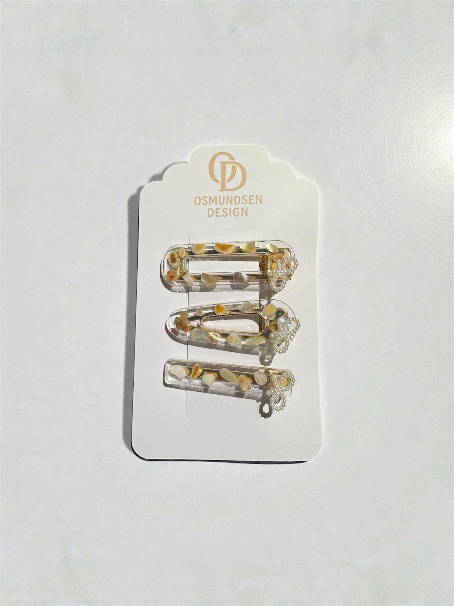 Hårspenner beige/gjennomsiktig - sett med 3 stk