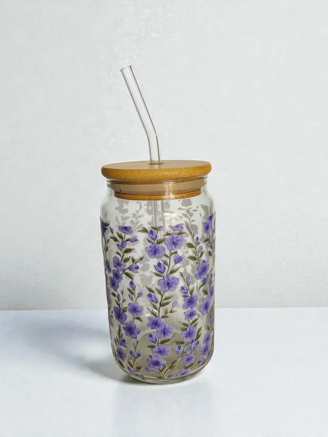 Lilla blomst glass
